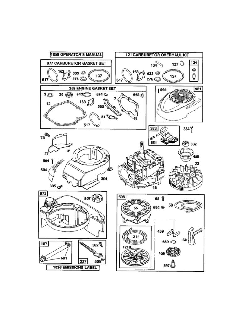 Rewind Starter/Blower Housing Diagram and Parts List for 122T02-0845-EA  Briggs and Stratton Engine